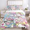 3pcs Colorful Hello Kitty Printed Bedding Set, Soft and Comfortable Quilt Cover for Bedroom, Guest Room (Not Included).W019