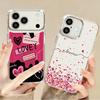 Silky Love Hearts Pattern Case For iPhone 17 Pro Max Plating Lens Frame Clear Soft Cover For iPhone 16 15 14 13 Pro Max 11 16E 17E