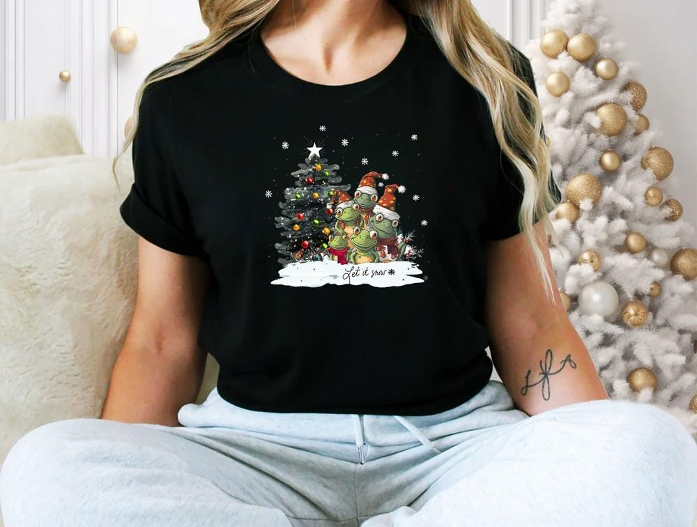 

Рождественская футболка Новинка Смешная Санта Олень Рождество Подарок Топ , Пусть идет снег XL