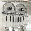 Kitchen Hook No Drilling Wall Mounted Rack Pot Spoon Knife Holder Storage Shelf For Kitchen Utensils Black