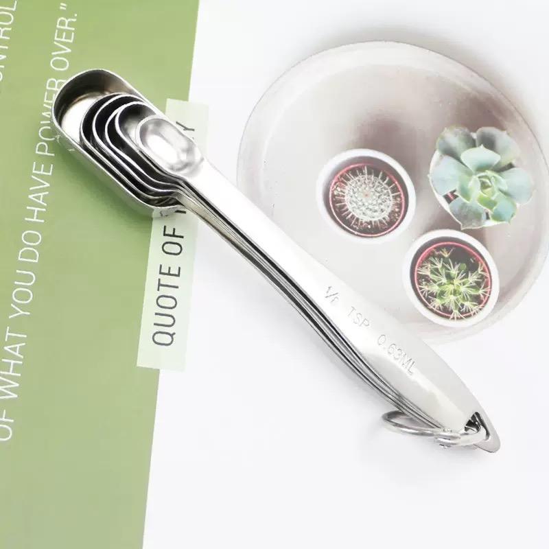 Small Household Baking Scale Cylinder Measuring Cup and Spoon Stainless Steel Pull Flower Cup Metal Material