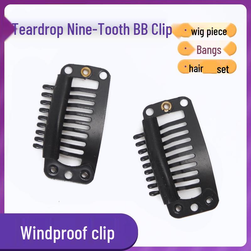 

Ветрозащитные черные запеченные клипсы для парика с девятью зубьями из нержавеющей и углеродистой стали Black - Regular Water Drop Clip