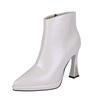 Moda FHC Europeia 9cm Botas Curtas Femininas, Botins Slim da Moda, Botas de Salto Alto Quadrado, Bico Fino, Zíper Lateral, Preto, Bege, Damasco, Dropshipping