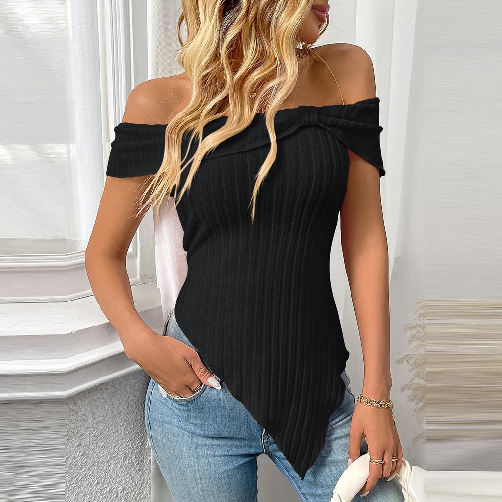 Women's  Slim Fit Sloping Shoulder Sexy Sweet Top T-shirt