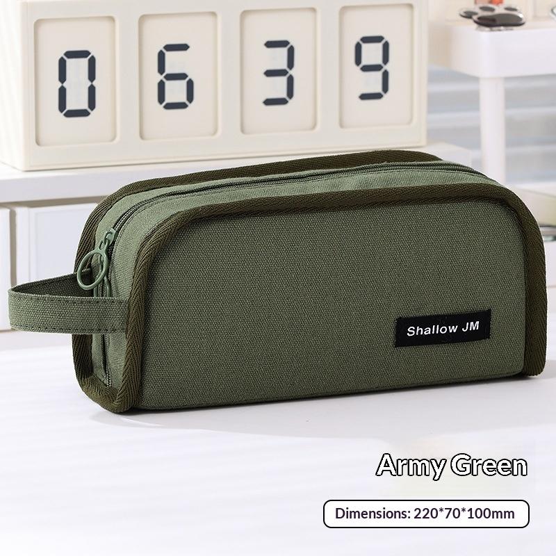Large Capacity Pencil Case, Korean Style, Multi-functional Stationery Box, Children's Canvas, Simple and High-value.