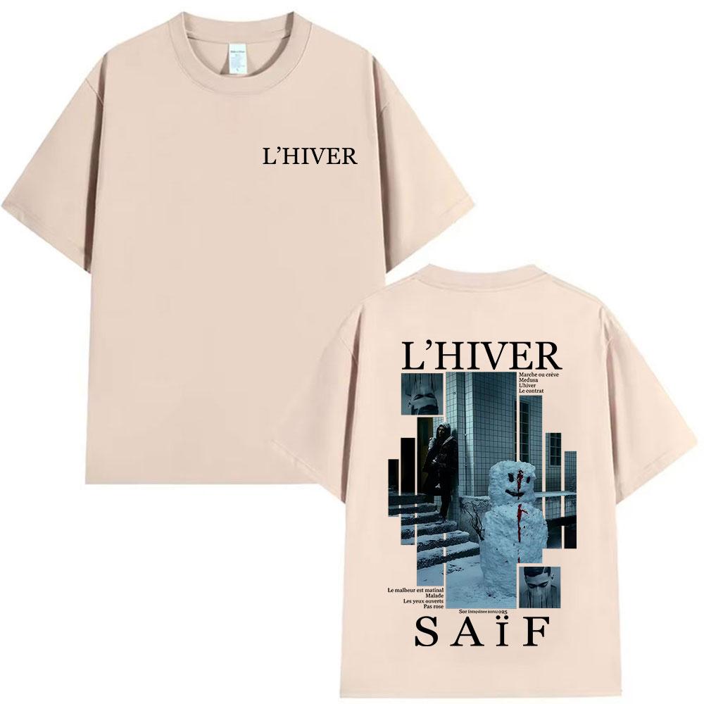 2025 Summer Rapper LHIVER Saif Album Graphic T Shirt Mens Gothic Hip Hop Short Sleeve 100 Pure Cotton Printed Leisure Tshirt