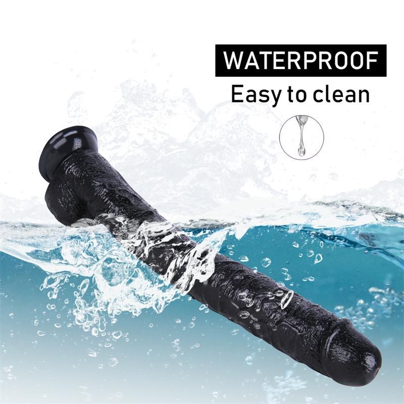 Black 3 Ring 35cm Super Long Big Mac Bigger Long Thick Simulation Penis Big Penis Adult Products