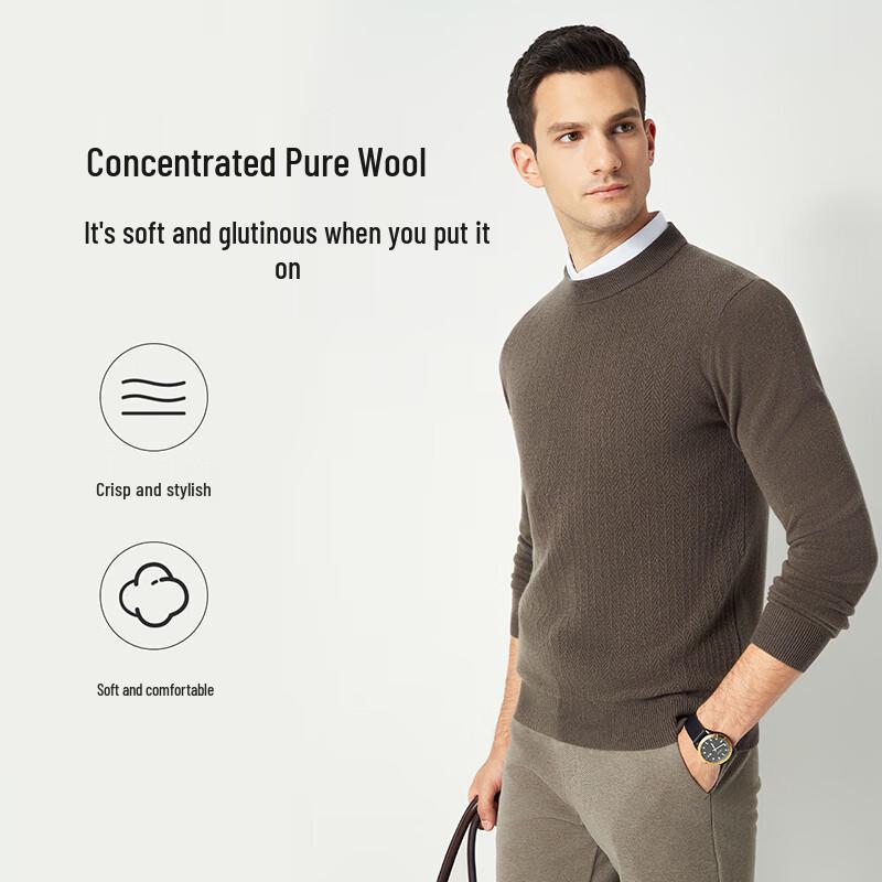 Shanshan Men's 100% Merino Wool Round Neck Sweater