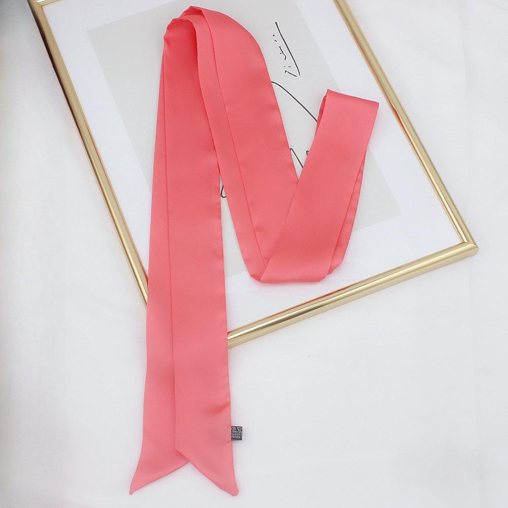 Long Skinny Hair Scarf For Women Silk Satin Headband Cute Neckerchief Solid Colors  Fashion Bag Scarves For Ladies 2024