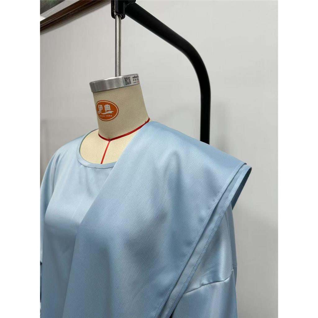 Women's Solid Color Long Sleeve Round Neck Hijab Muslim Robe