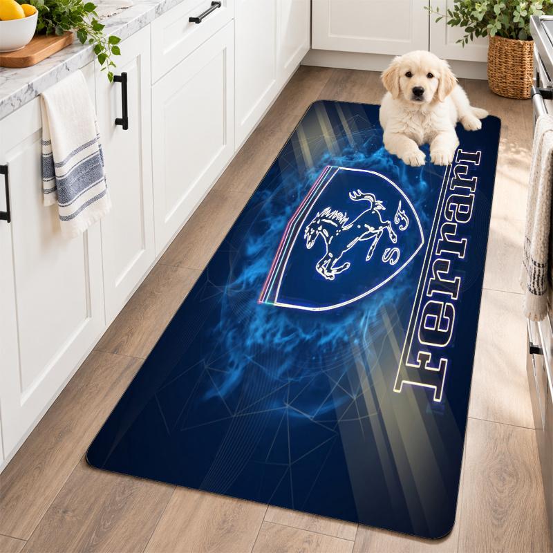 Flannel Kitchen Mat Ferrari Soft Area Rug Non Slip Floor Carpet Home Decoration