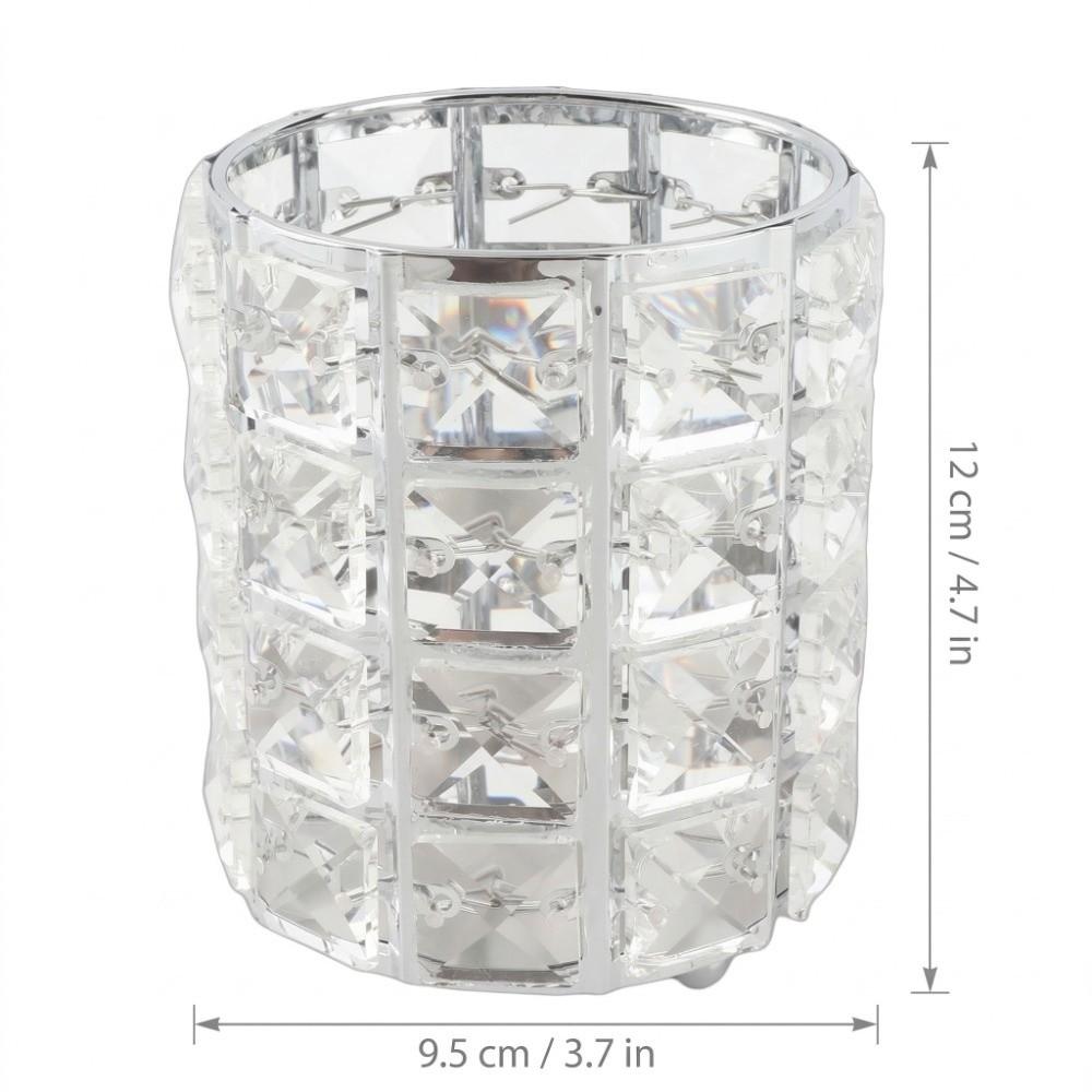 Rounded Crystal Glass Crystal Glass Cosmetic Organizer Cosmetic Storage Bucket  Pen Pencil Storage