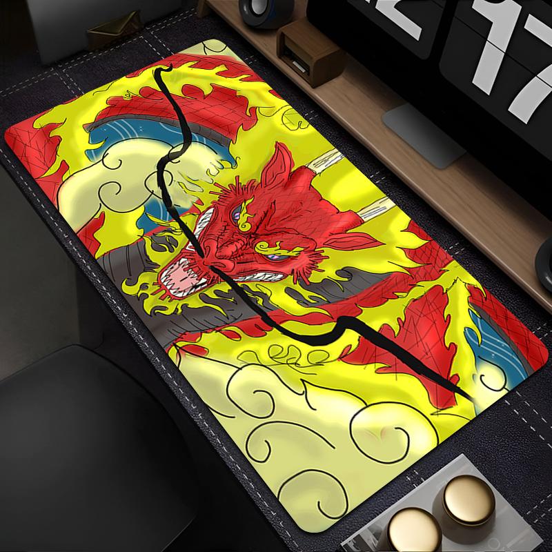 New Keyboard Pad Lock Edge Extended Mousepad Office PC Black And White Manga Desktop Protection Mat Dragon Design Mouse Pad Rug