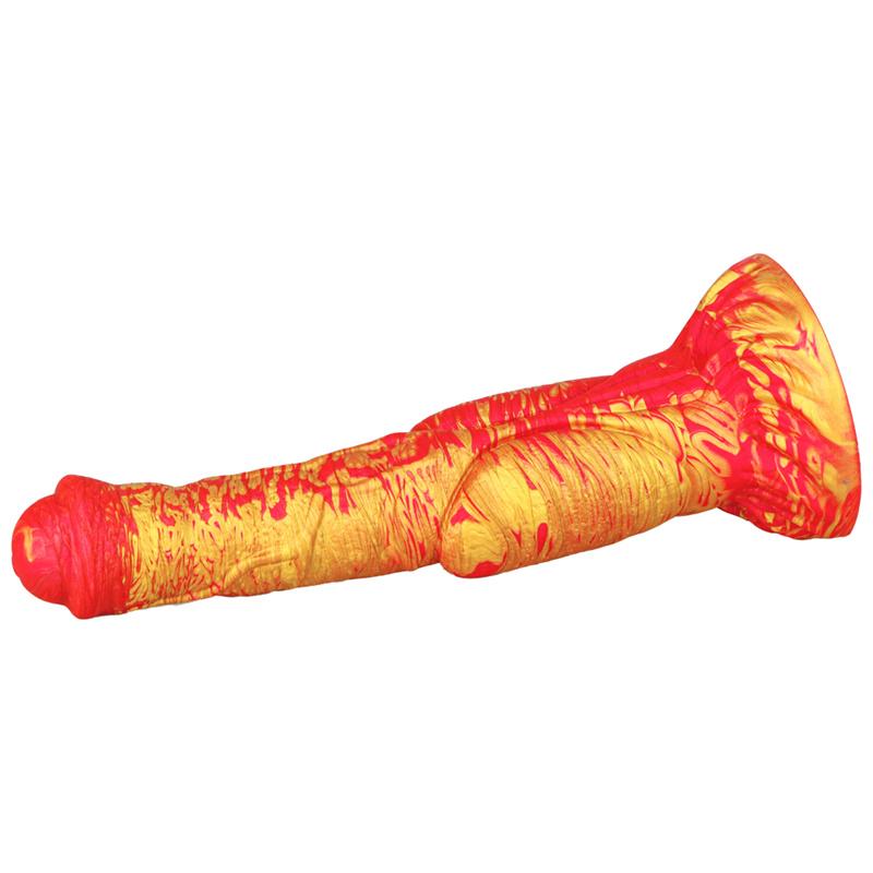 Eggless Horse Cock Mixed Color Liquid Silicone Dildo Female with Oversized Backyard Expansion Anal Masturbator