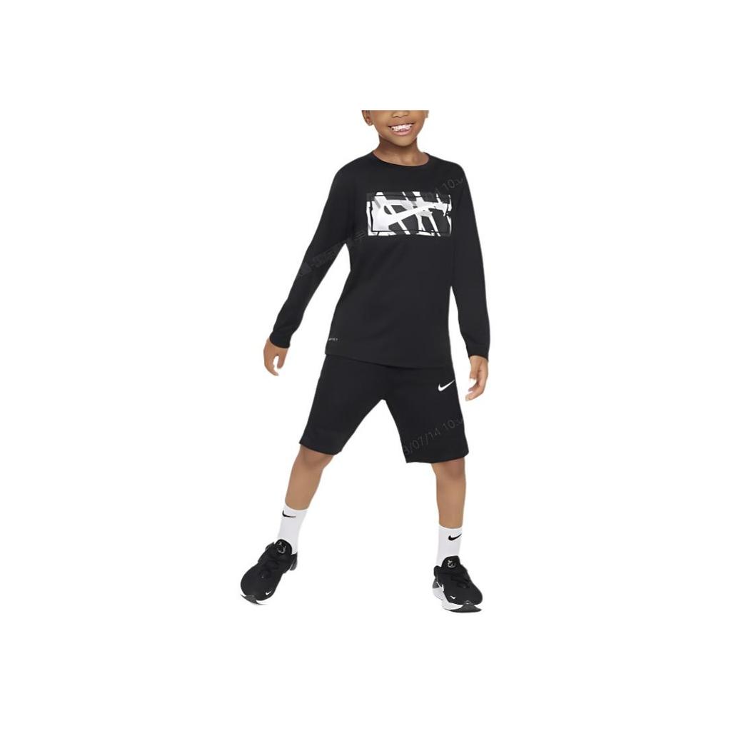 Nike Loose Fit Graphic Print Long Sleeve T-Shirt Kids tops Black FV2646-010