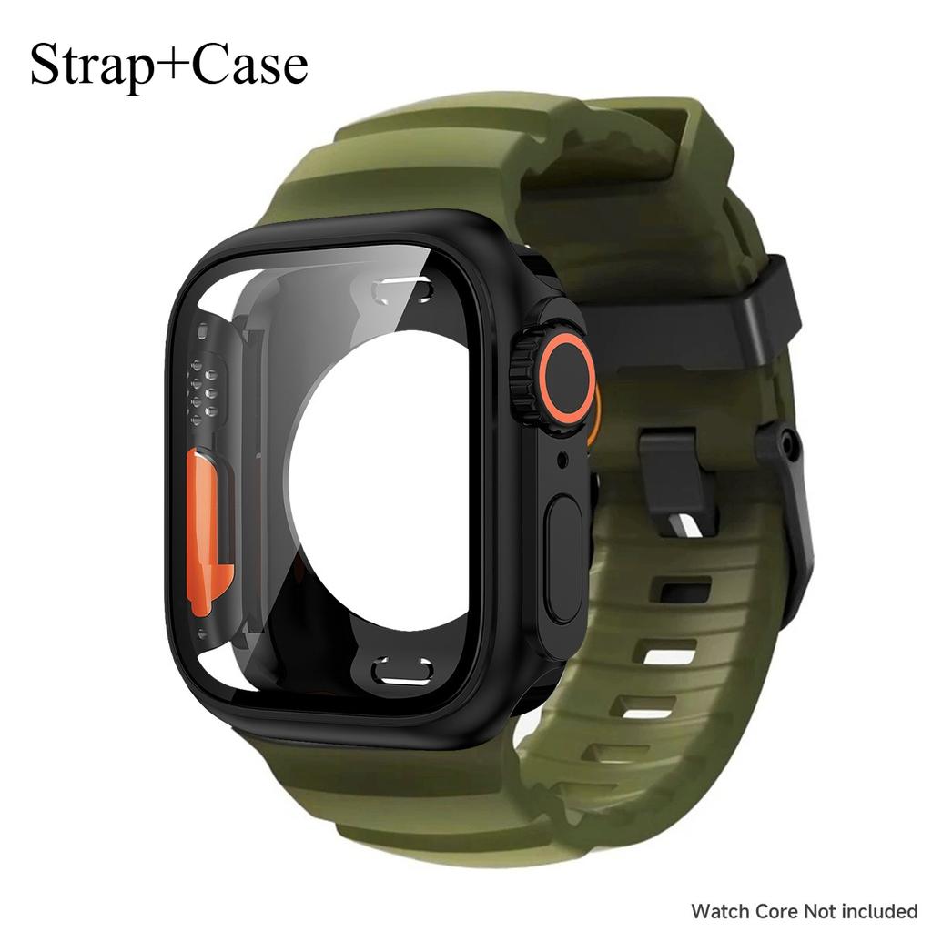 Silicone Strap For Apple Watch 44mm 45mm 46mm Bracelet+Screen Protectores Change To Ultra For iWatch Series 11 10 9 8 7 SE 6 5