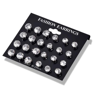 Jewelry Gifts Zircon Ear Stud Round Crystal for Women 6/12 Pair Wedding Earrings  Unique