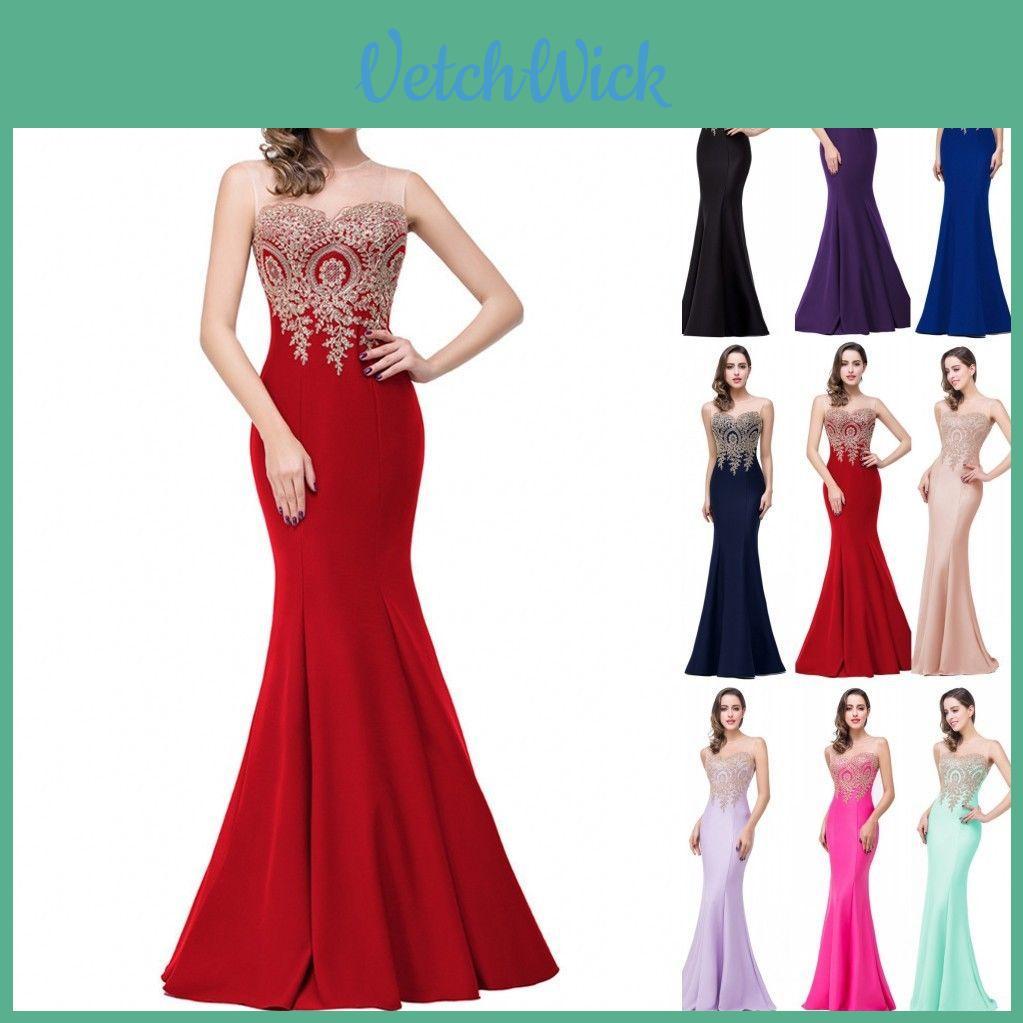 Elegante Abito da Sera Formale da Donna per Matrimonio, Damigella d'Onore, Festa, Ballo, Prom, Lungo Abito da Cocktail dal Design Intramontabile