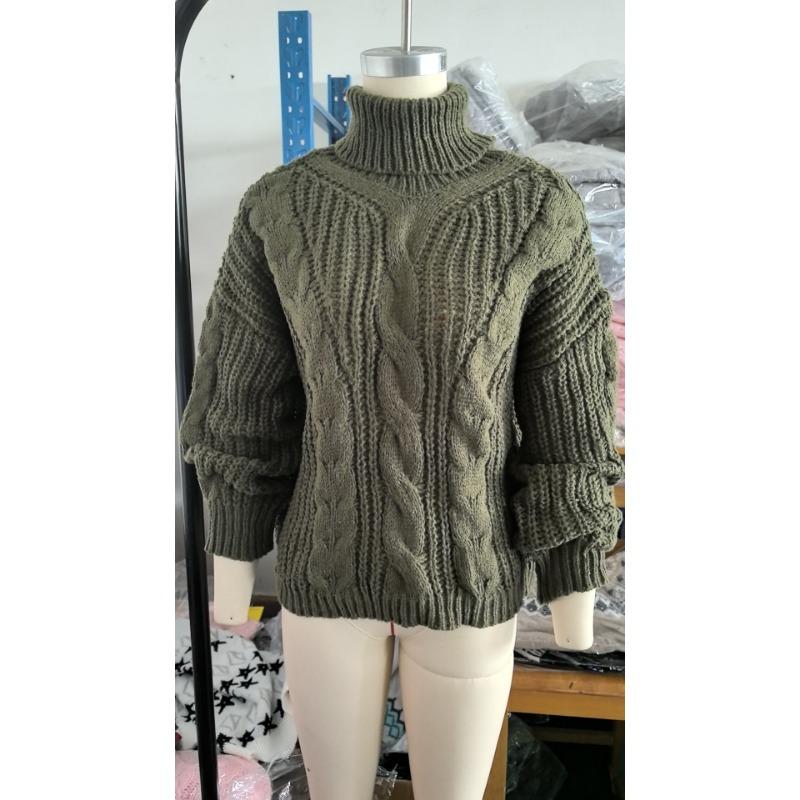 Women's Solid Color Turtleneck Knitted Sweater Top
