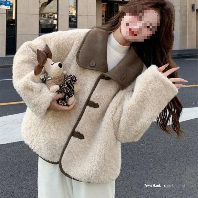 Double-Sided Fur-Integrated Suede Lamb Wool Coat for Women - Korean Winter Style