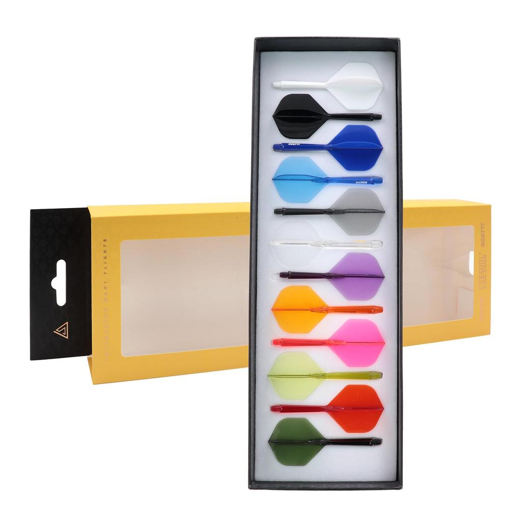 CUESOUL ROST 77 Transparent Set of Large One-Piece Flights, Standard, 12-Color Mix, 12, (CS-77-12XB-L)