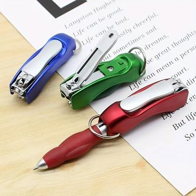 Portachiavi multifunzionale 2-in-1 con tagliaunghie e penna a sfera pieghevole - Perfetto per viaggi all'aperto, strumento per il fai-da-te