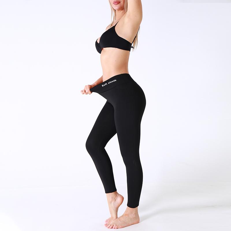 Opaque Black Thermal Leggings Winter White Fleece Lined Bodycon Tights Women Leggings Stretch Yoga Pants Slim High Fashion Warm Sprots Leggings Ladies