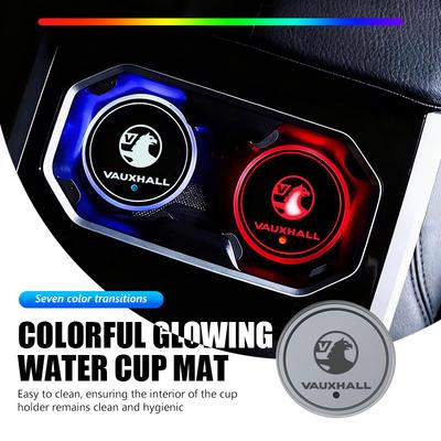 Car Colorful Luminous LED Atmosphere Light Cup Coaster Holder For Vauxhall VXR8 Insignia Vivaro Zafira Combo Movano Mokka GSe