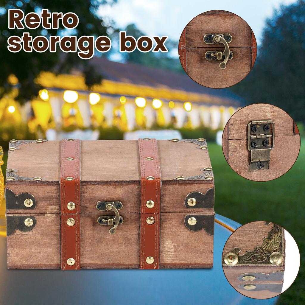 Aufbewahrungsbox aus Holz, Vintage-Schatz, Schmuckschatulle, Piraten-Schatzkiste, Geschenkboxen, Organizer, Behälter für Schmuckringe, Neu