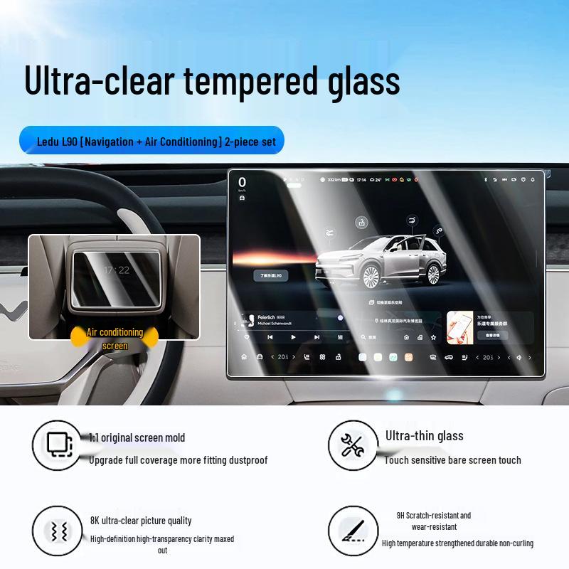 Compatible Tempered Film Protector for Nio LeDao L90: Center Console, Navigation, Instrument Panel, and Display Screen.