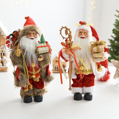 Christmas Santa Claus Figurine Desktop Ornament for Festival Office Indoor Santa Stuffed Toy Holiday Window Display Ornament