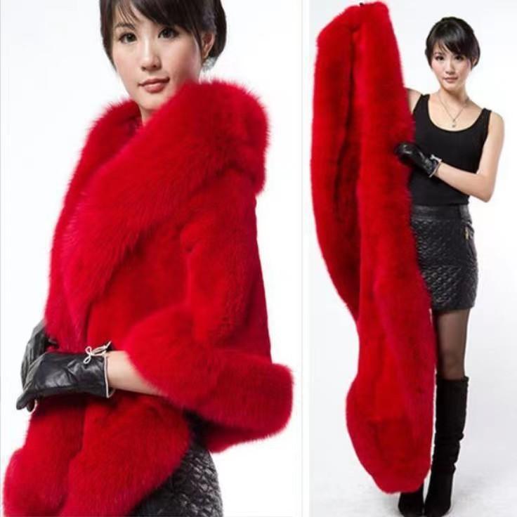 Eleganter Damen Kunstmink Kaschmir Winter Warmer Pelzmantel Schal Umhang Mode Einfarbiger Damen Kunstpelz Pashmina Poncho
