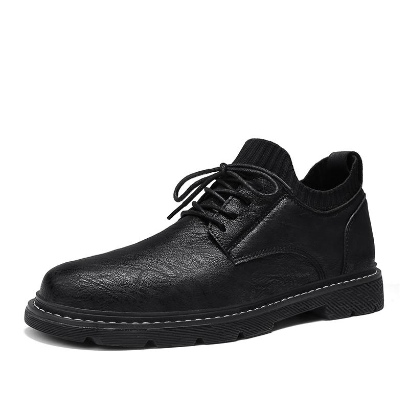 Casual Leather Shoes British Style Business Black Soft Sole Summer Breathable Shoes