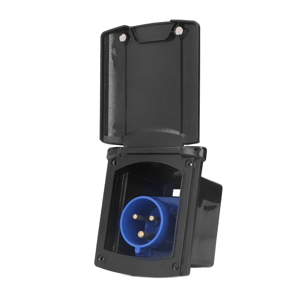 32A 220V‑250V RV External Power Outlet Box 3 Pin Plug Socket Waterproof Embedded Mounting for Campers Trailer