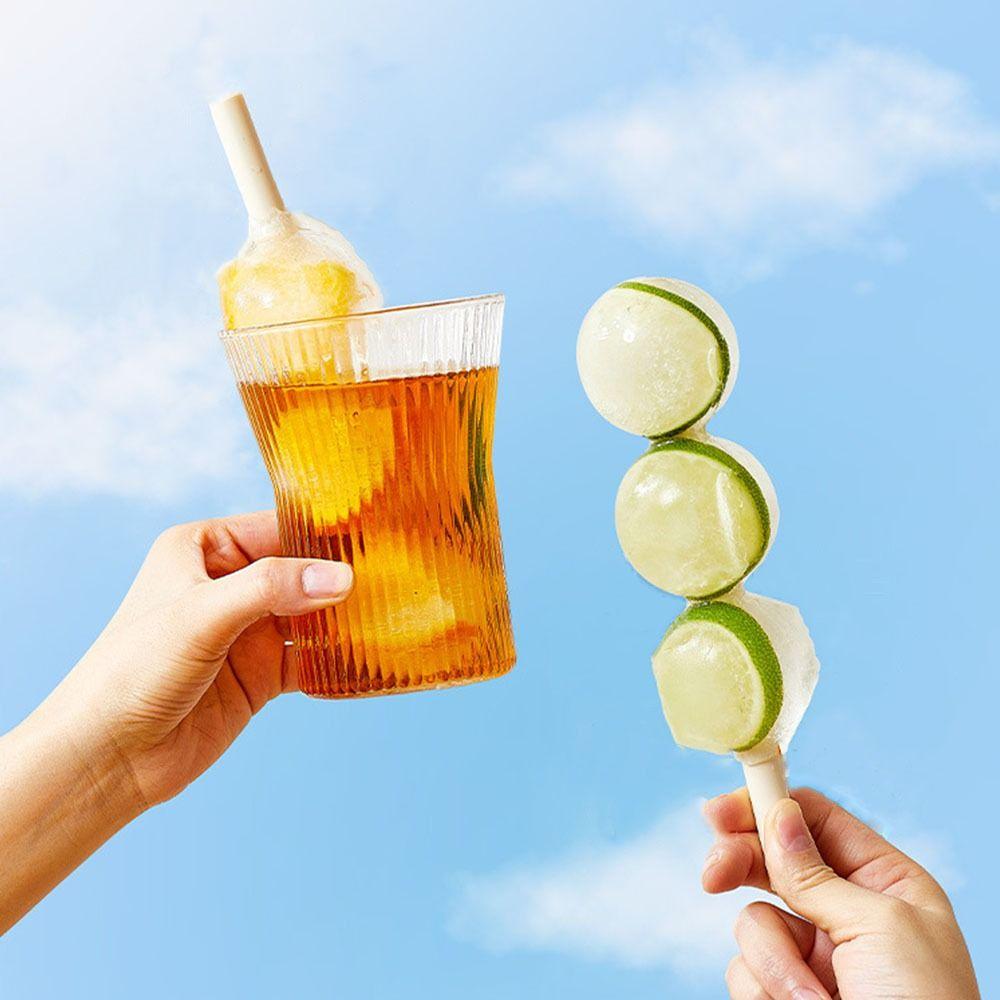 Silicone Ice Fruit Mould with Straw Ice Tray Portable DIY Ice Cube Tray Home