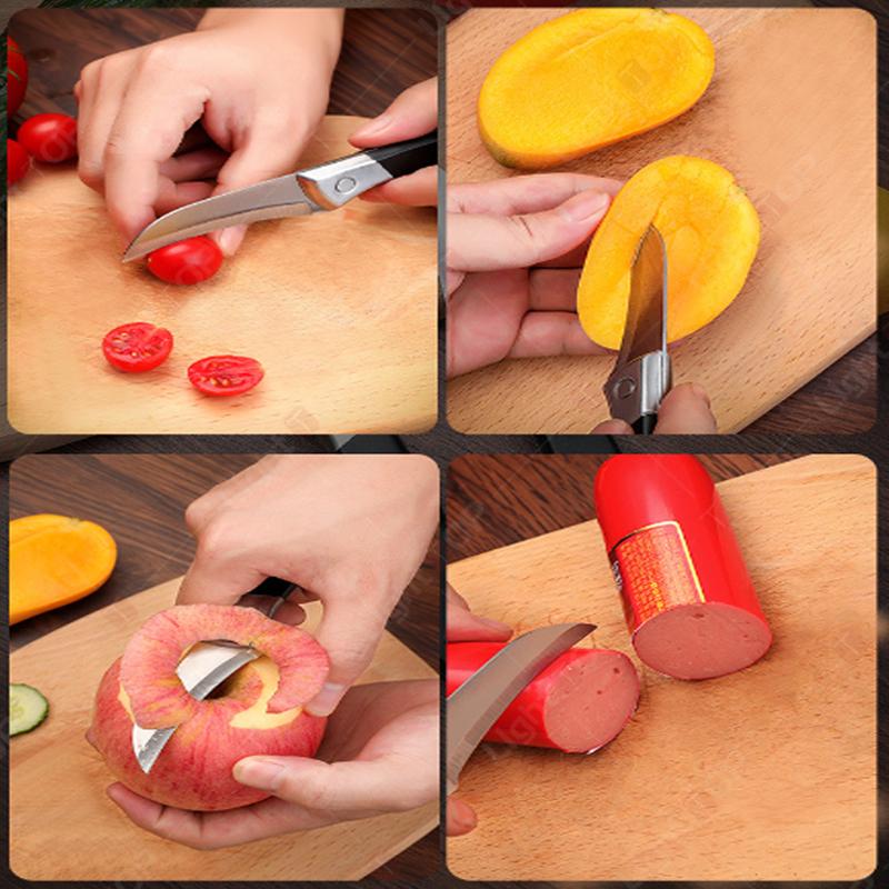 Fruit Peeler Knife Stainless Steel Vegetable Fruit Knife Anti-Slip Black Handle Perfect for Kitchen Fruit Paring Cutter Knife