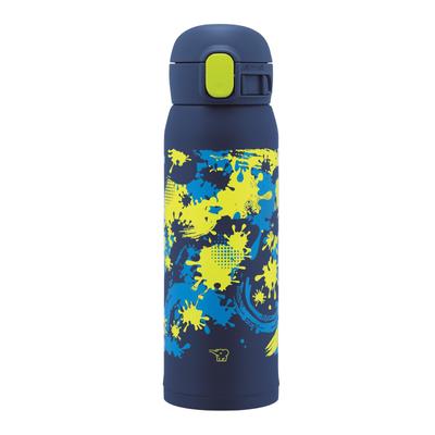 Zojirushi Mahobin Edelstahlbecher, Wasserflasche für Kinder, 480 ml, One-Touch-Typ, nahtlos, nur 3 Pflegepunkte, Marineblau, SM-WM48-AD