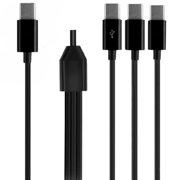 Portable Type C Adapter Cord Male to 2xMale or 3xMale Splitter Cable Wire for Various Charging and Data Sync Black