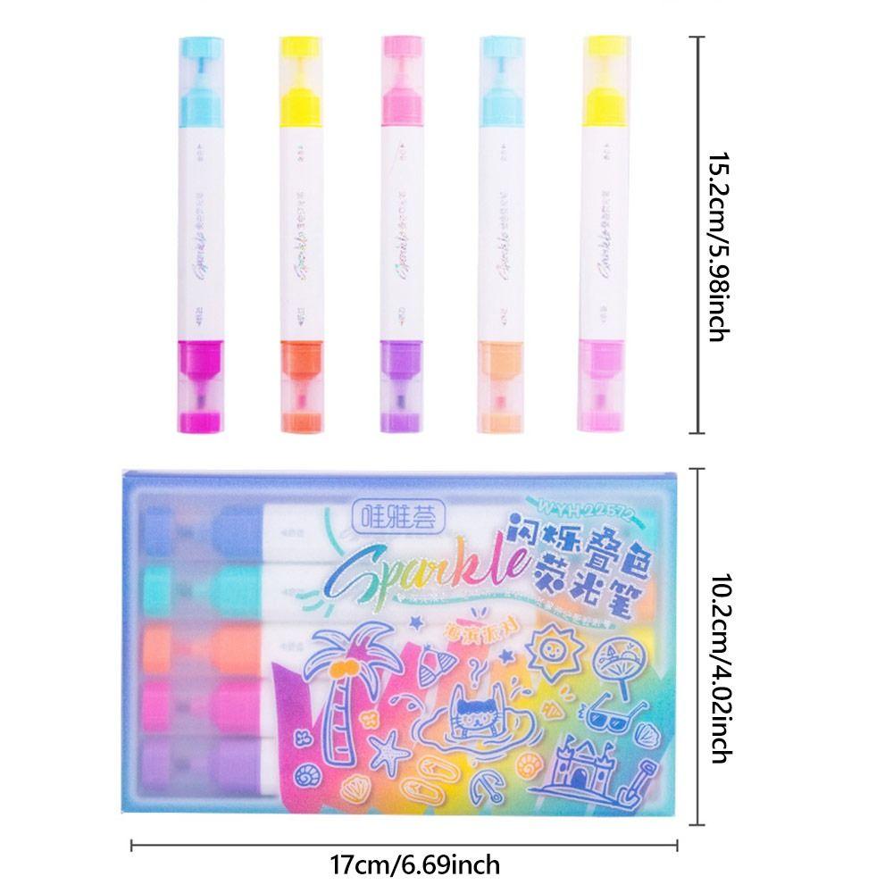 5PCS/Set Double Head Art Marker Pen Stationery Gift Painting Graffiti Pen Highlighter  Students