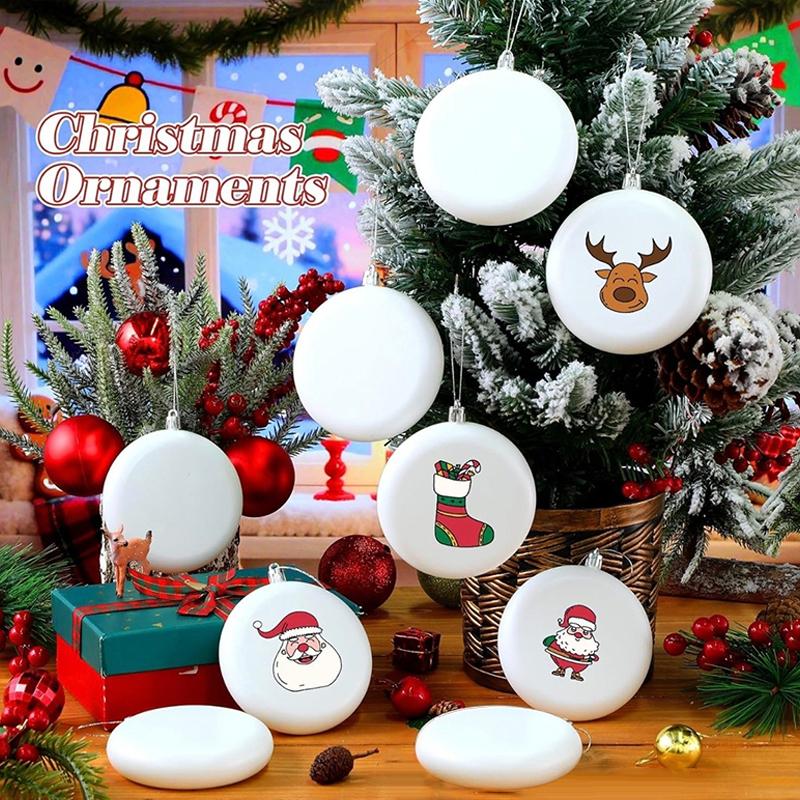 12 st Jul Blank Vita Kulor 3,15 tum Plast Vita Matta Platta Skivor Kulor Julgranshängande Dekorationer