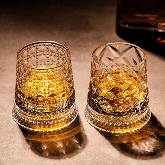 Ποτήρι Κρασιού 360 Μοιρών Περιστρεφόμενο 280ml Περιστρεφόμενο Ποτήρι Ουίσκι με Βάση Χωρίς Μόλυβδο Ποτήρι για Ανακούφιση από το Στρες Και Έγχυση Αρωμάτων Μοναδικό Δώρο για Γενέθλια