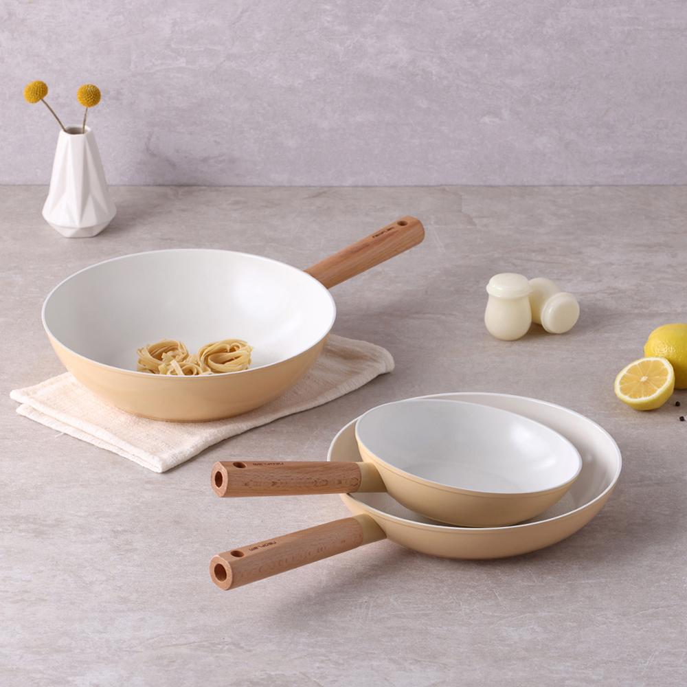 NeoFlam Maze Intellimosaic Induction Frying Pan & Wok (20cm, 26cm 28cm) No PFAS Beige