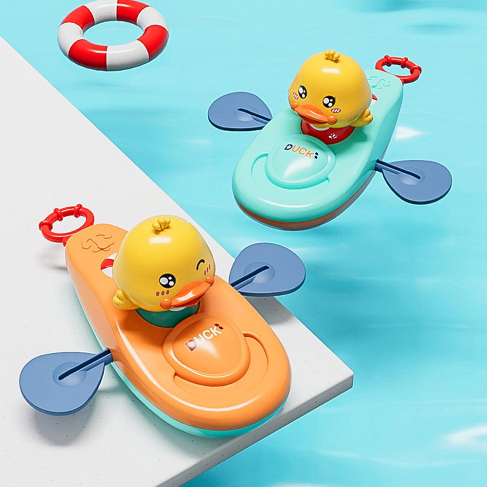 Pull Cord Duck Bathtub Boat Interactive Pull String Duck Infant Water Activity Toys Floatable Baby Bath Canoe