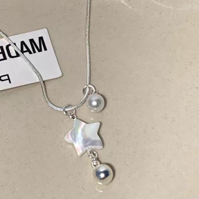 Fashion Pearls Star Pendant Necklace Sweet Cool Clavicle Chain Simple Choker Necklace Statement Jewelry Neck Chain