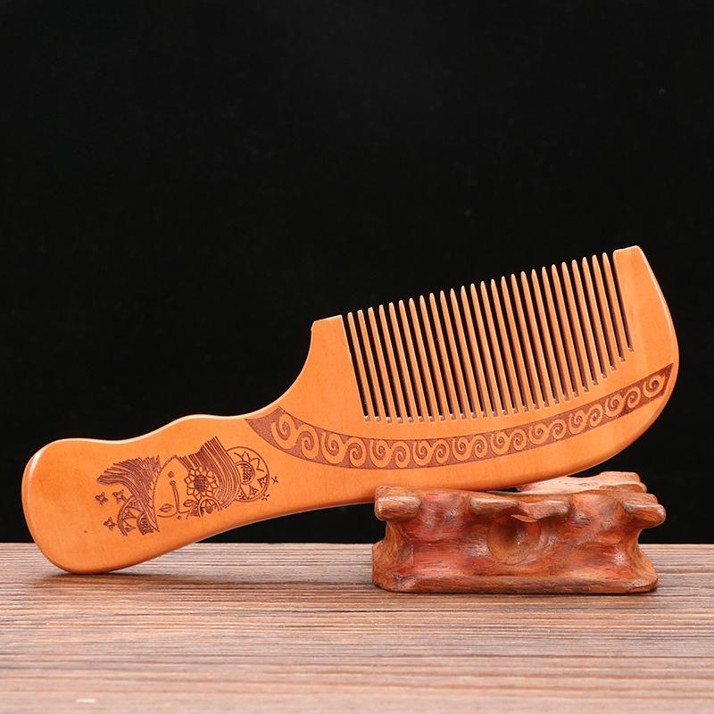 Carved Mahogany Health Massage Anti-static Comb