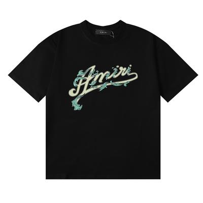 965 Amiri 2025 Zomer Nieuw Heren- en Dames Los Katoen van Hoge Kwaliteit Plus Size T-shirt Koppel T-shirt