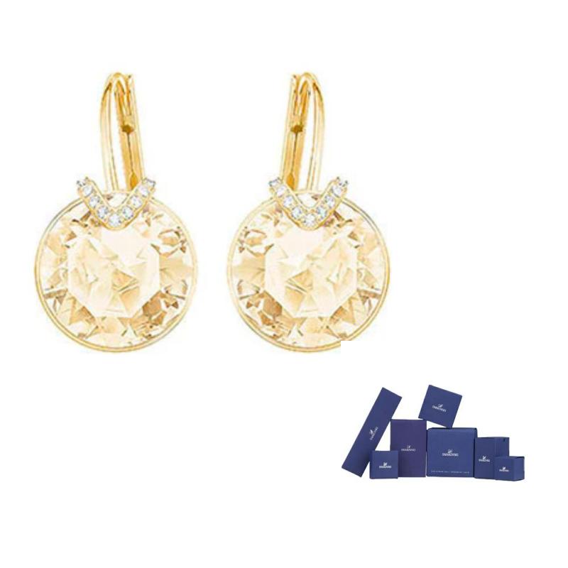 Swarovski Crystal Earrings Womens Gold F-Original brand box