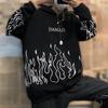 Men Autumn Hoodie Flame Print Hooded Hat Long Sleeves Soft Warm Loose Hip Hop Style Winter Hoodie for School
