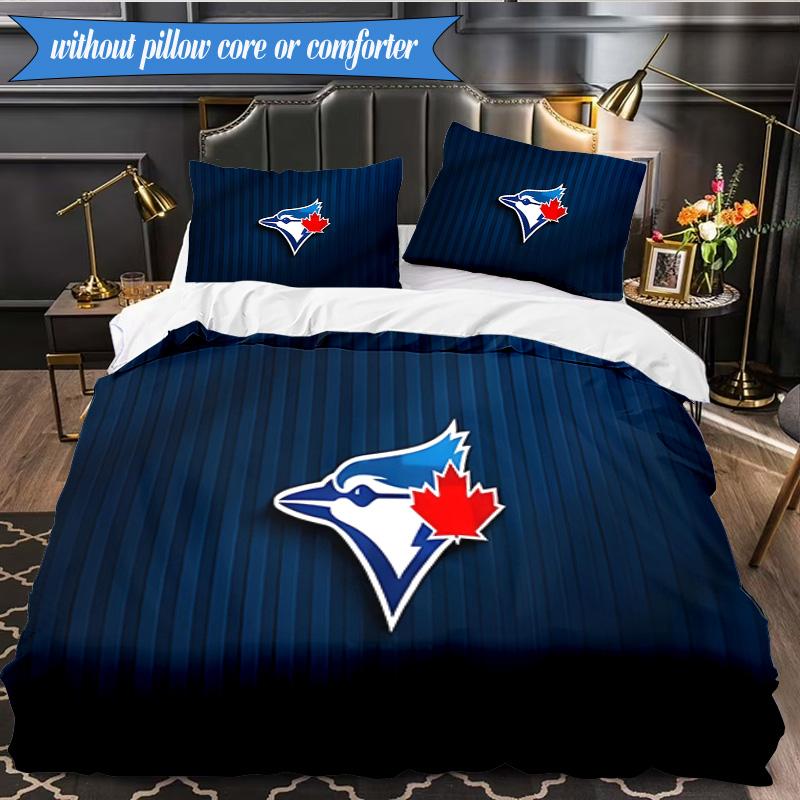 3PCS Blue Jays Printed Bedding Set For Bedroom Dormitory, Includes 1 Duvet Cover & 2 Pillowcases for All Seasons Home Decor Fan Gifts