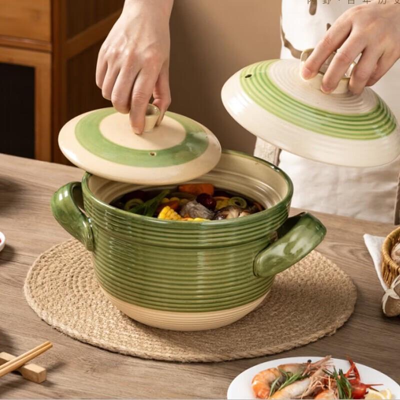 Японский глиняный суповой горшок UCHINO с двойной крышкой